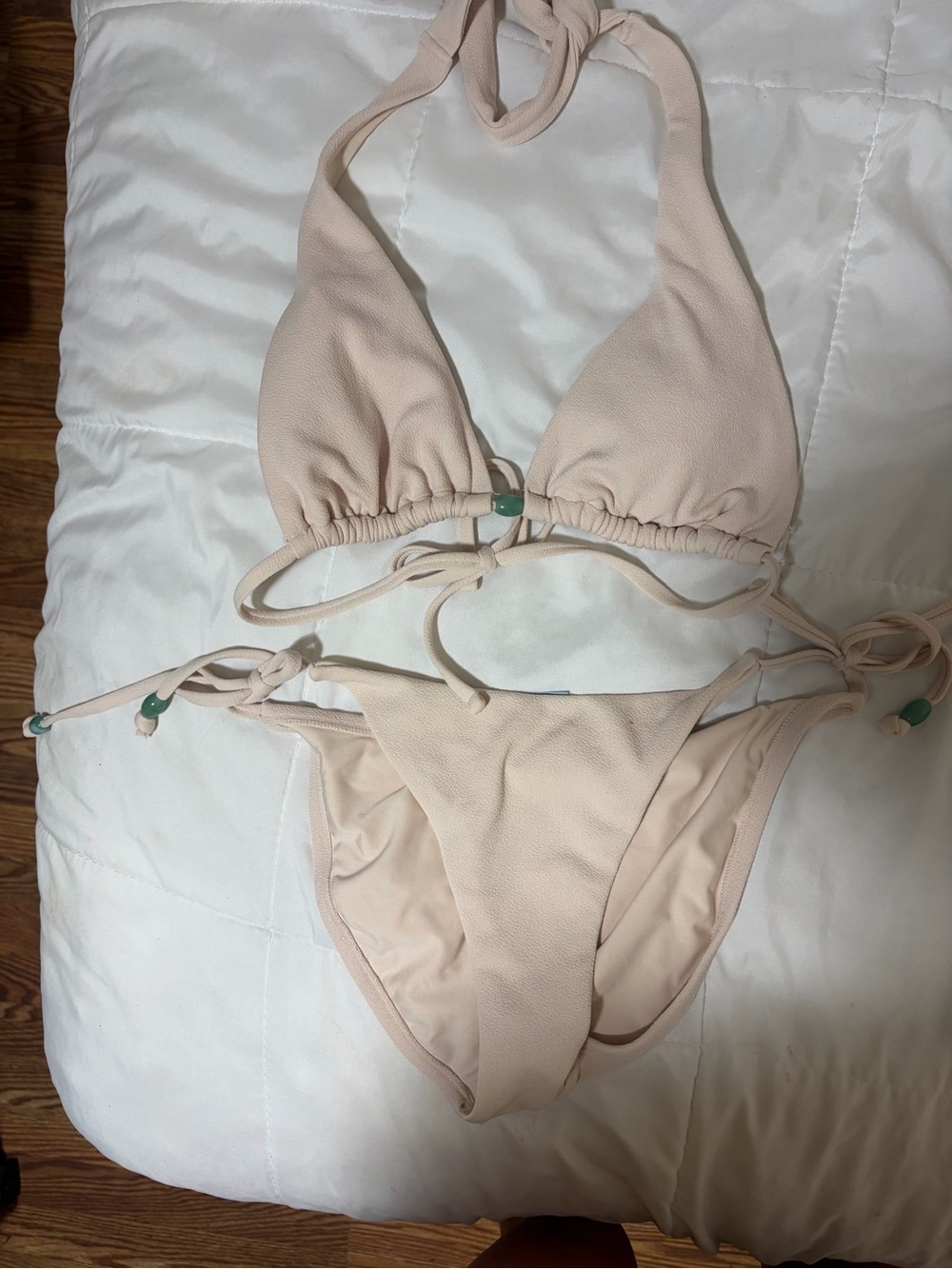 Shade & Shore Nude/Beige Textured String Bikini